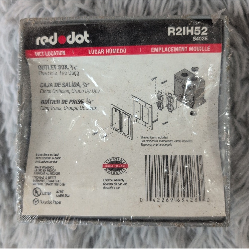 Red Dot R2IH52 S402E Outlet Box 3/4" 5 Hole Two Gang Outdoor/Wet Location New